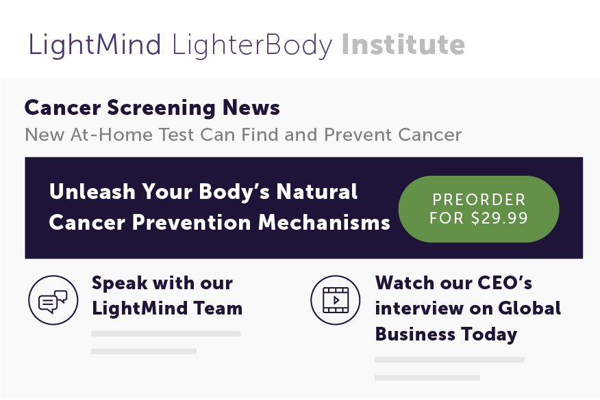 Illustration of a website article, with the website title: LightMind LighterBody Institute. The headline of the article is: Unleash Your Body’s Natural Cancer Prevention Mechanisms.