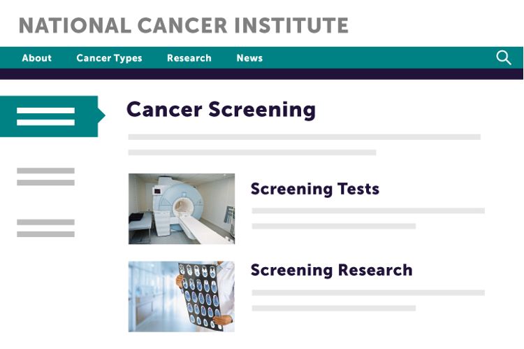 Illustration of a website with the title National Cancer Institute
